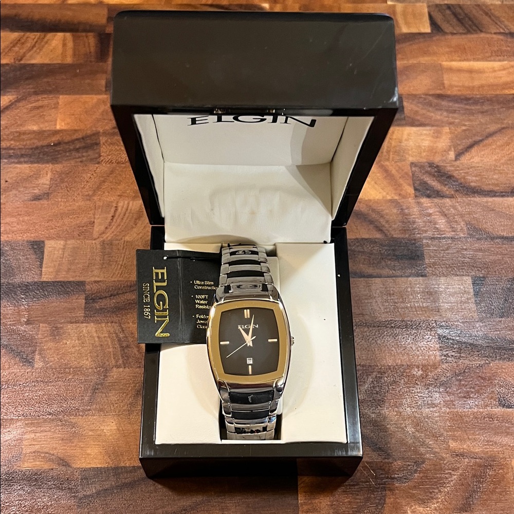 Elgin Black and Silver Men's Watch